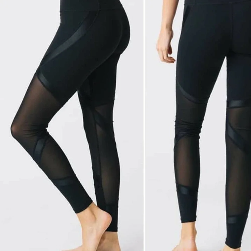 ZYIA Black Mesh Inset Leggings